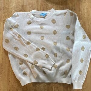 Draper James Cream and Gold Polka Dot Sweater